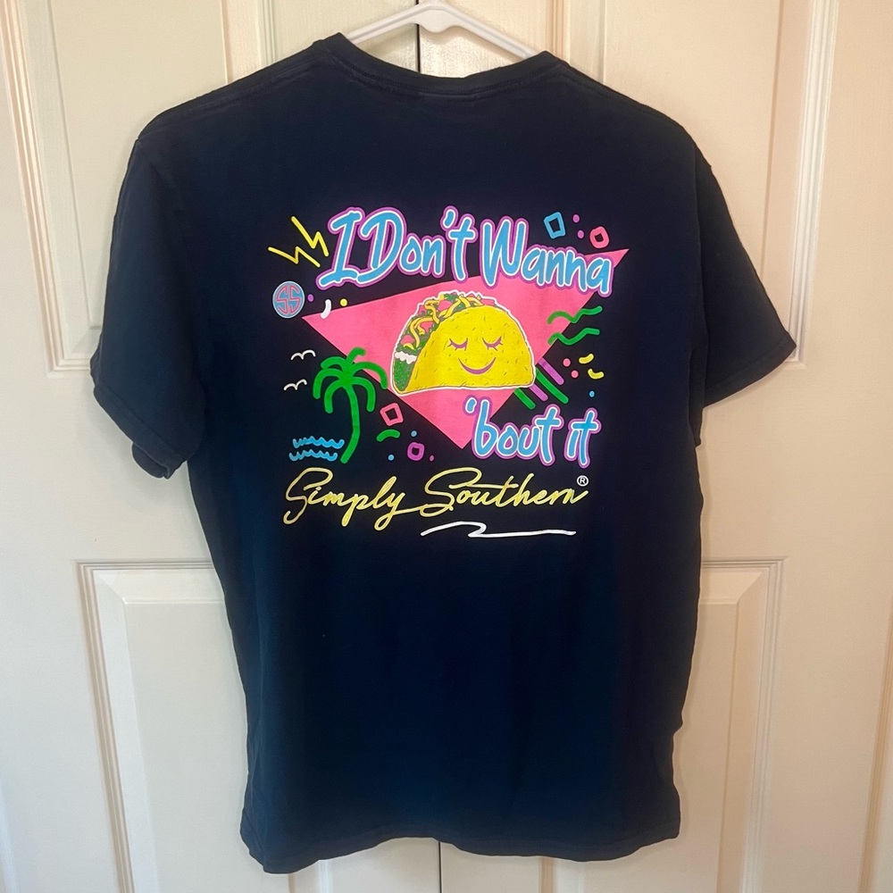 Simply Southern Don’t Want to Taco ‘Bout It cotton graphic food pun t-shirt M